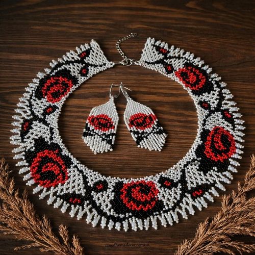 Набір силянка та сережки "Троянди Полісся"